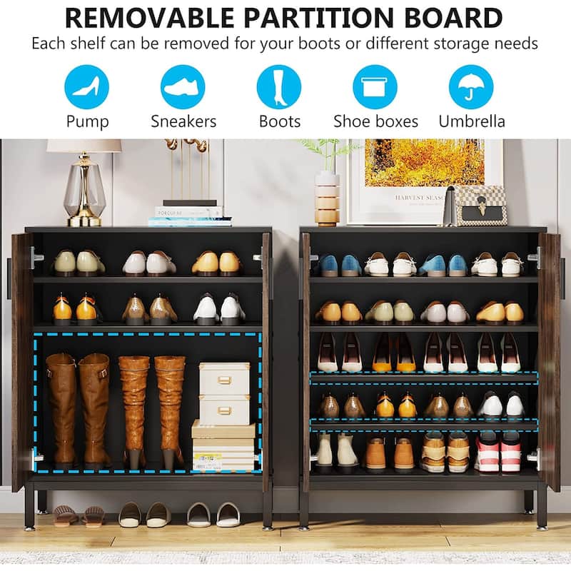 20 Pairs Shoe Storage Cabinet for Entryway, Freestanding Shoe Rack Organizer