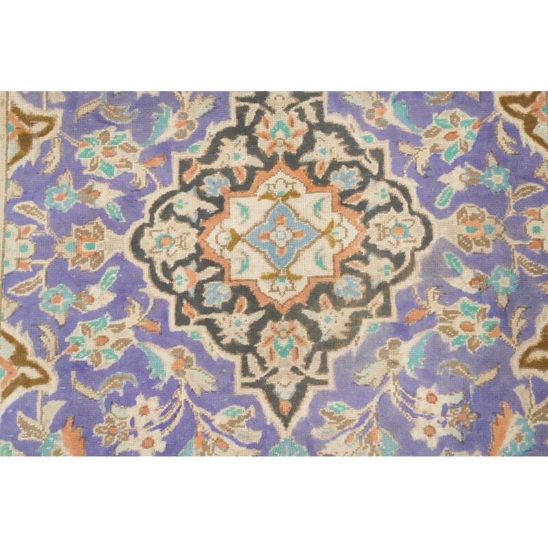 Hand Knotted Oriental 100% Wool Carpet Traditional Floral Purples Tabriz Area Rug - 4' 7'' X 3' 3''