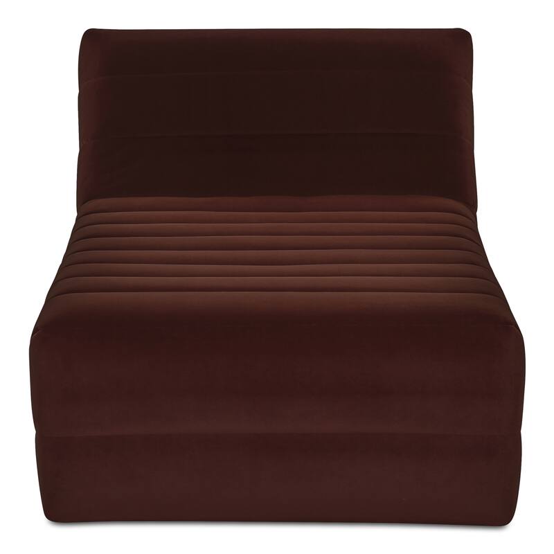 NADAAL STUDIOS Celestine Chaise, Plump Channel-Tufted Form in Velvet Upholstery, Warm Brown