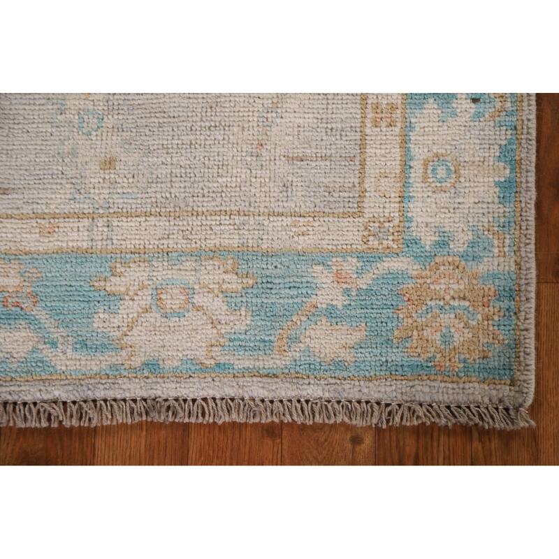 Hand Knotted Oriental 100% Wool Carpet Transitional Floral Greys & Charcoal Oushak Area Rug - 3' 0'' X 2' 0''