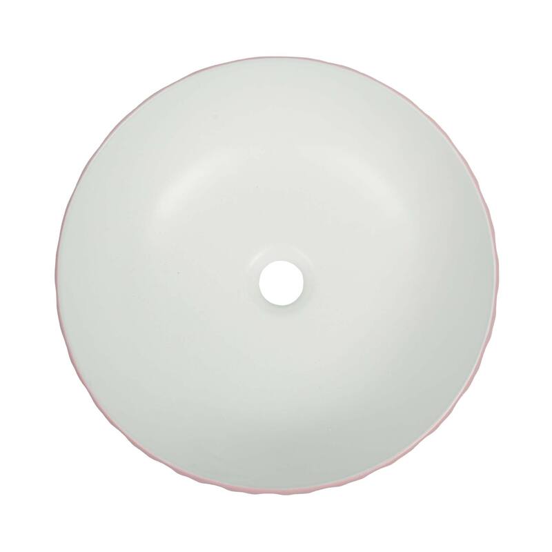 16 inch Round Ceramic Vessel Bathroom Sink - Modern Textured Bowl Design - 16" Round