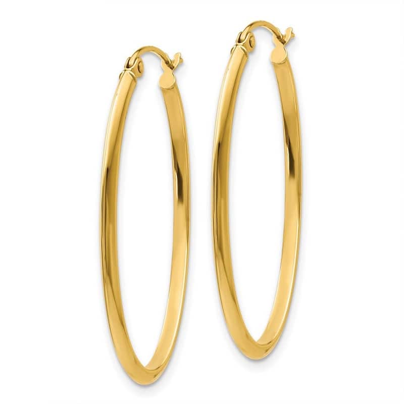 Curata 14k Yellow Gold Polished 2x21mm Oval Hoop Earrings