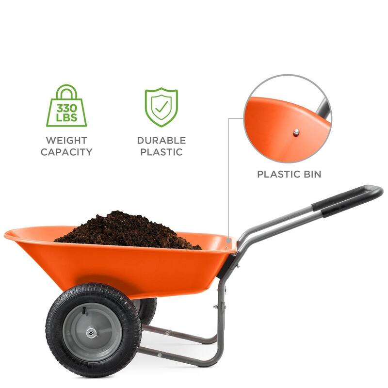 Multipurpose Garden Wheelbarrow with 5 Cubic Feet Capacity and Comfortable Padded Handle - 36 L X 25 W x 20 H