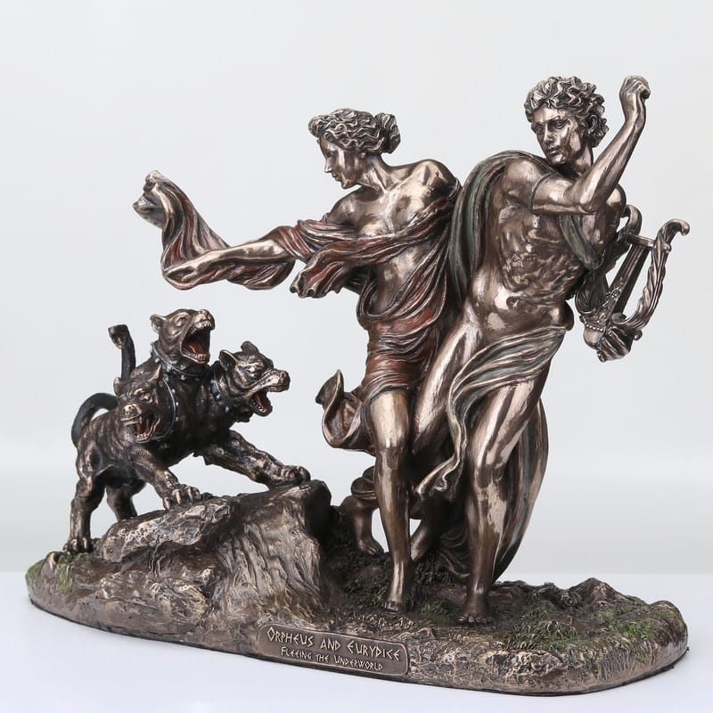 9.25 inches Width Cold Cast Bronze Orpheus and Eurydice Fleeing the Underworld Bronze Finish Figurine