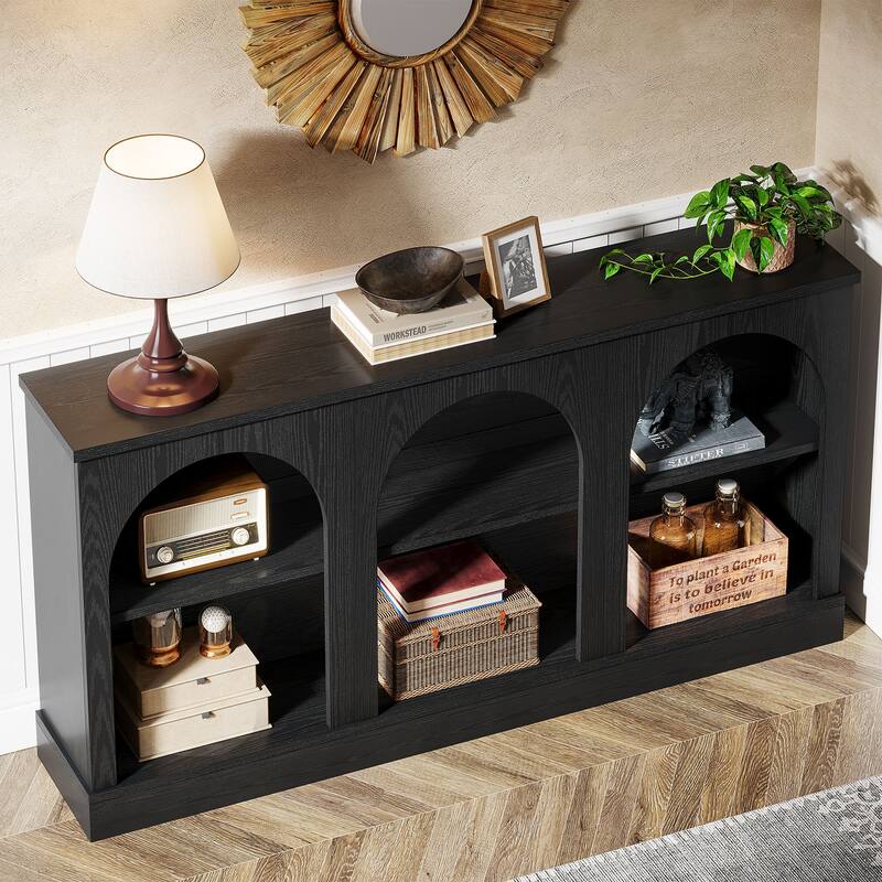 63-Inch Farmhouse Console Table with 3 Tier Storage for Entryway, Living Room - 11.81"D x 62.99"W x 31.5"H
