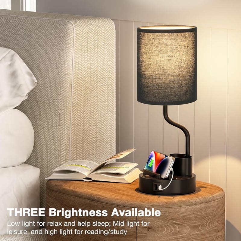 Bedside Table Lamps for Bedroom Set of 2 - Nightstand Light