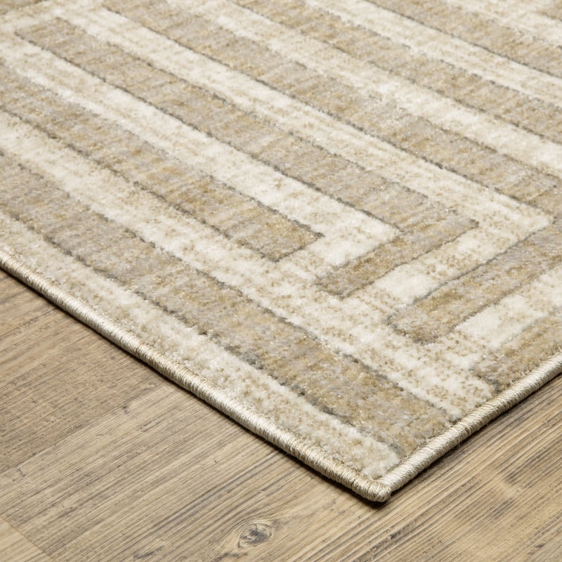 Hansel Geometric Maze Beige/ Ivory Area Rug