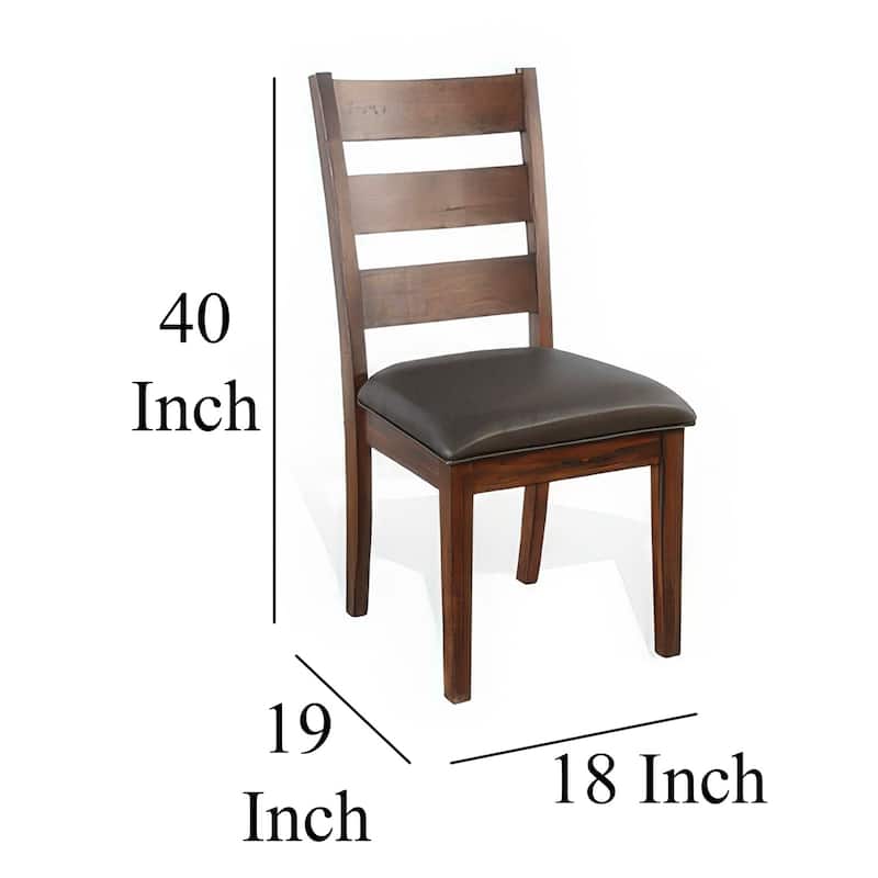 Brown/Gray Fabric Upholstered Wood Frame Dining Chair, Set of 2, Sturdy Dining Chair for Dining Rooms - 19.5