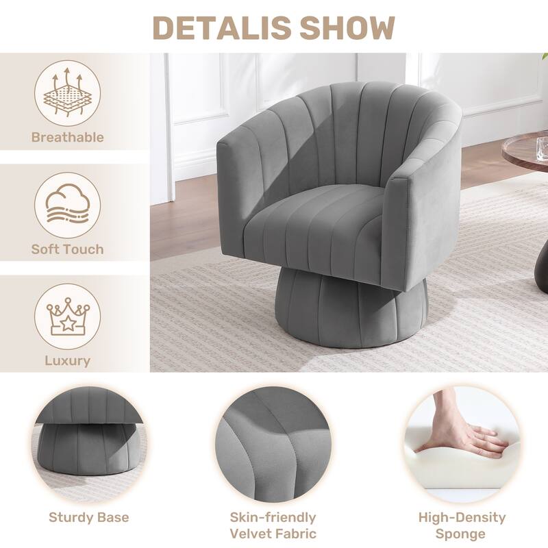 HOMYKA Swivel Accent Barrel Chair Cute Comfy Arm Chair Set 2