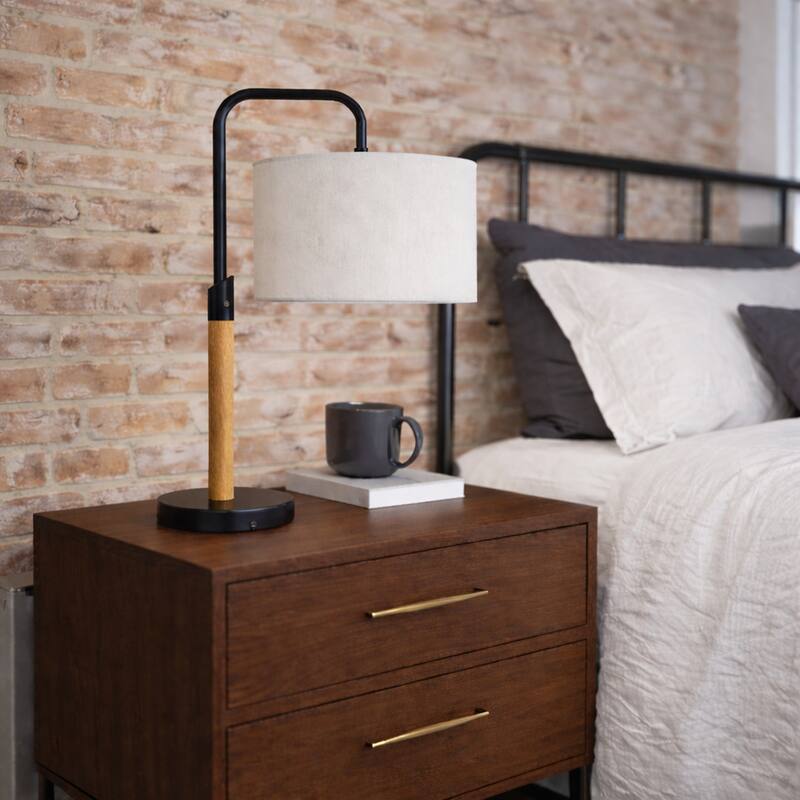 Valentina Modern Swirl Accent Table Lamp with Linen Shade