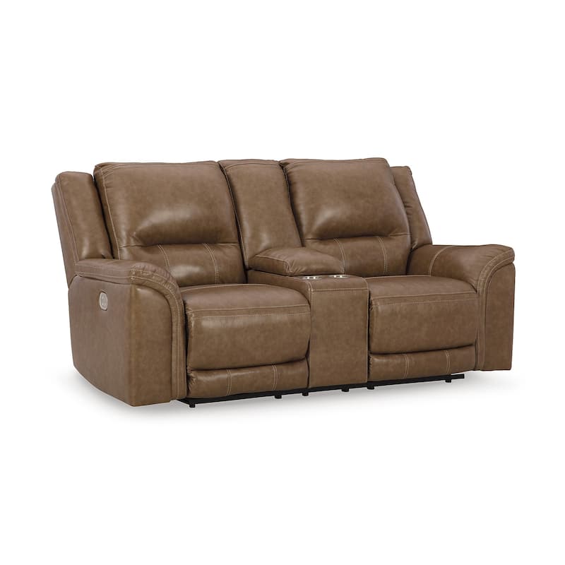Signature Design by Ashley Trasimeno Caramel Power Reclining Loveseat with Console - 79" W x 40" D x 42" H