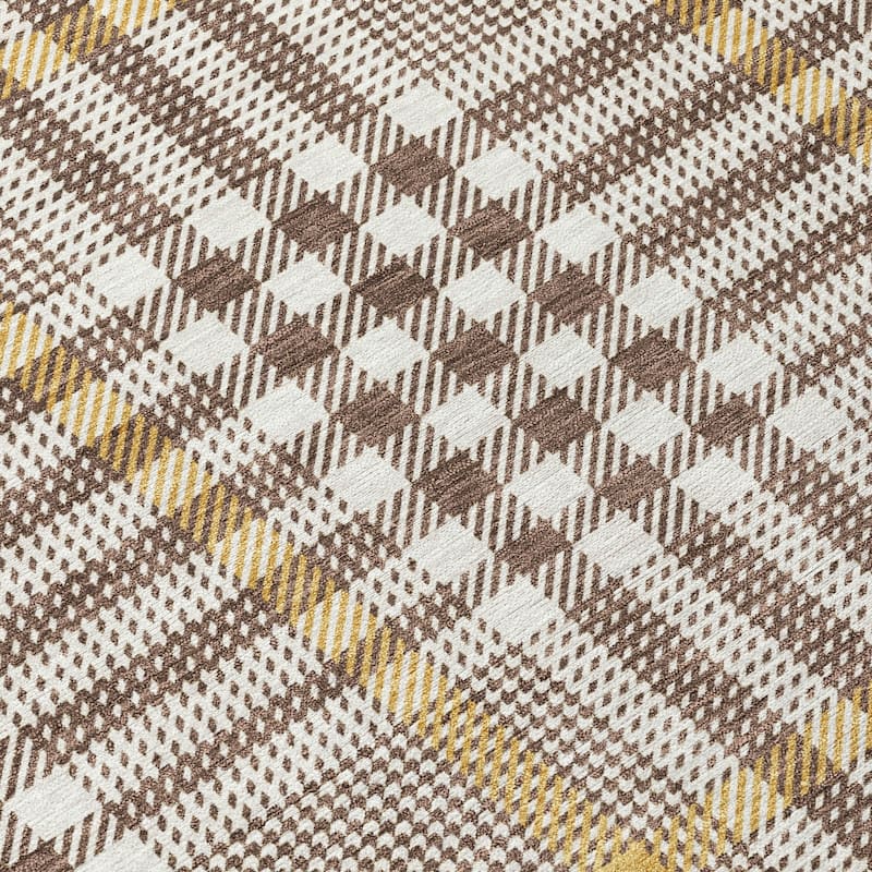 Machine Washable Indoor/ Outdoor Plaid Chantille Rug