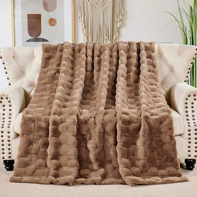 Home Soft Things Brick Textured FauxFur Throw Decorative Blankets