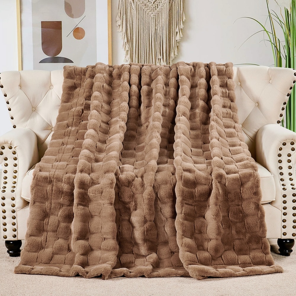 Home Soft Things Brick Textured FauxFur Throw Decorative Blankets