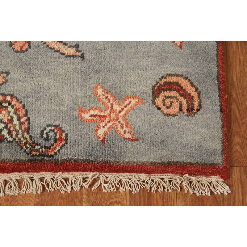Hand Knotted Oriental 100% Wool Carpet Traditional Animal Pictorial Greys & Charcoal Art Deco Area Rug - 3' 0'' X 2' 0''