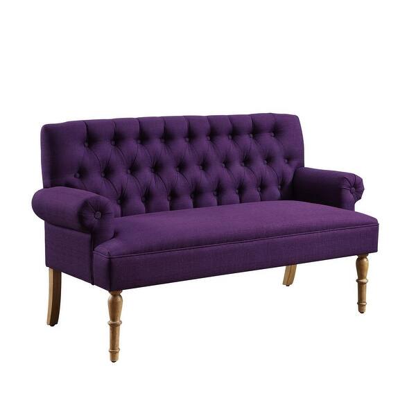 Moser Bay Arete Upholstered Tufted Settee Chesterfield Style Loveseat, Velvet or Linen