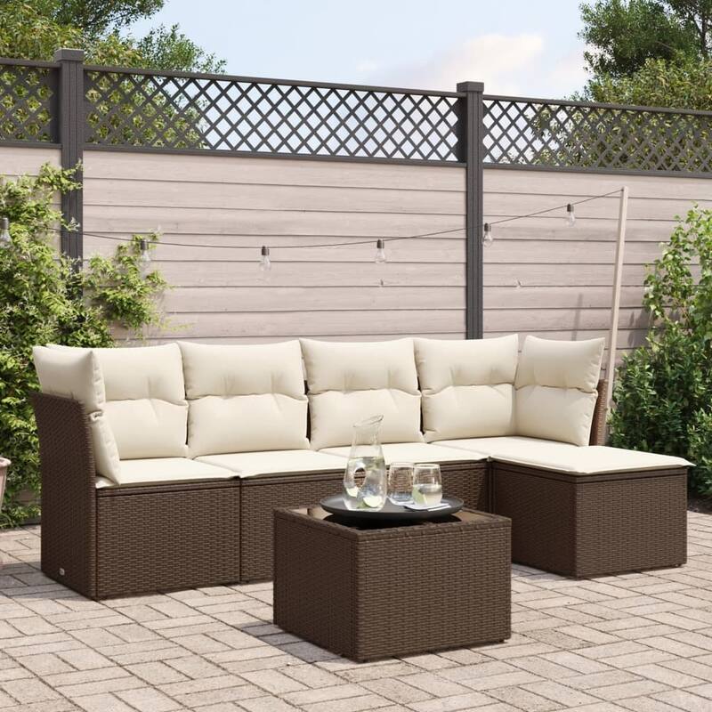 vidaXL Garden Sofa Set Brown, Cream White - 21.7 x 21.7 x 14.6