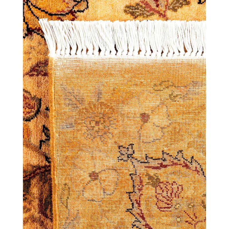 Overton Hand Knotted Wool Vintage Inspired Modern Contemporary Overdyed Yellow Area Rug - 8' 1" x 10' 1"