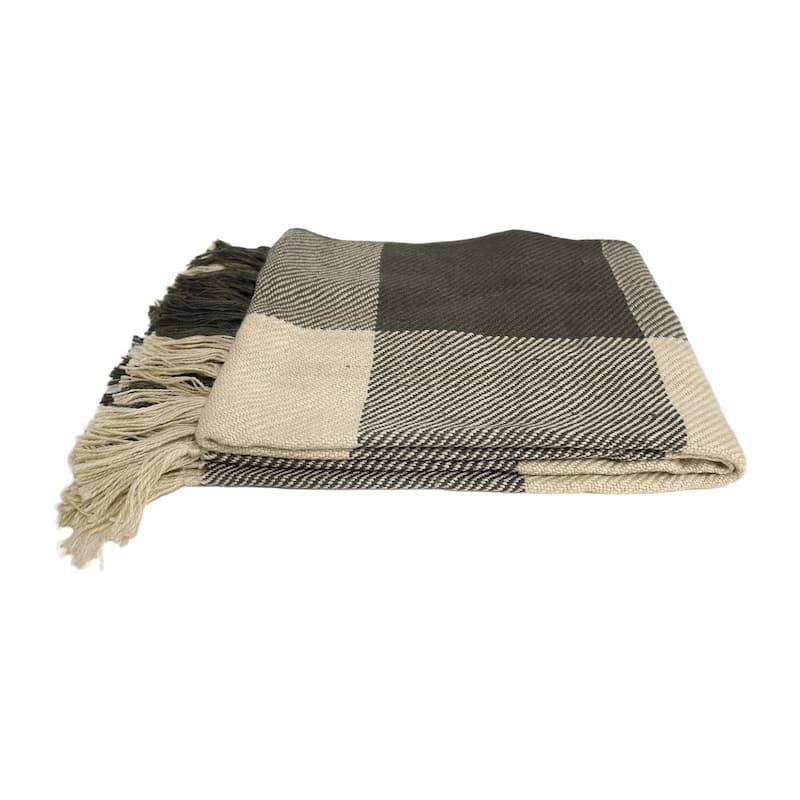 Home&Manor Handcrafted Wool & Cotton Throw Blanket