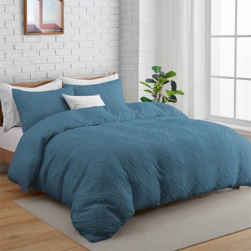 Soft Microfiber Clipped Duvet Cover & Pillowcase Set