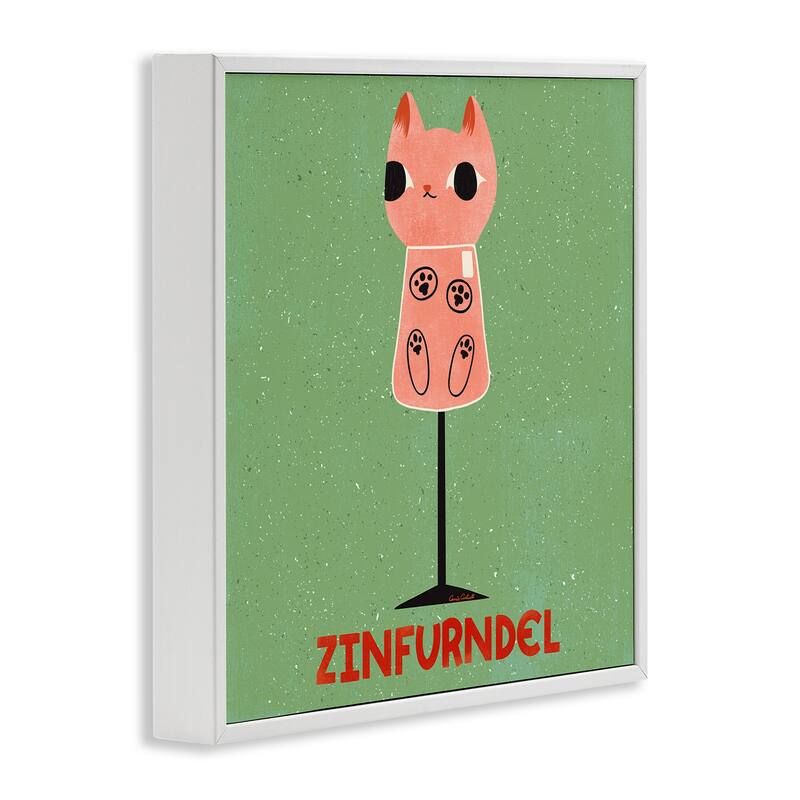 Stupell Zinfurndel Feline Wine Framed Giclee Art Design By Carrie Cantwell