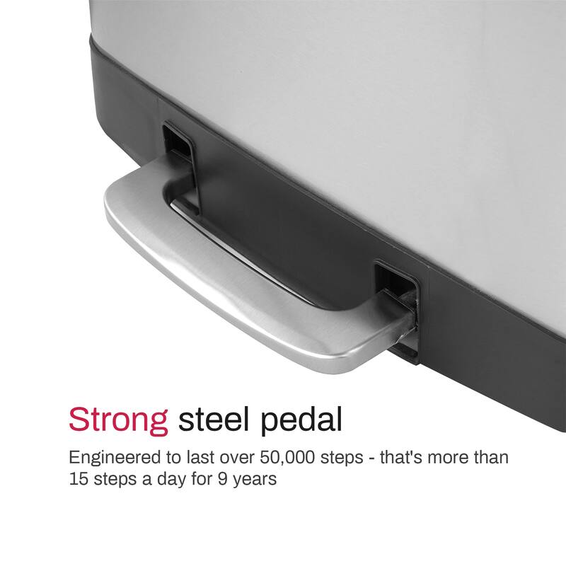 Innovaze 13 Gal./50 Liter Stainless Steel Rectangular Step-on Trash Can for Kitchen