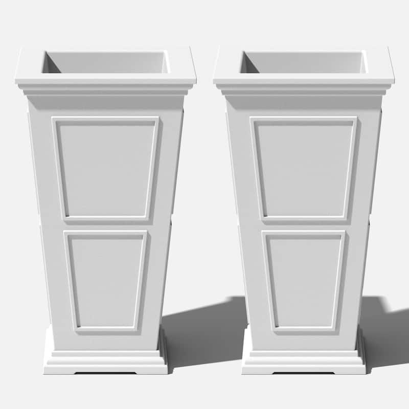 Veradek Brixton Tall 28-inch Planter - 28"H x 16"W x 16"L - 2 Pack - White