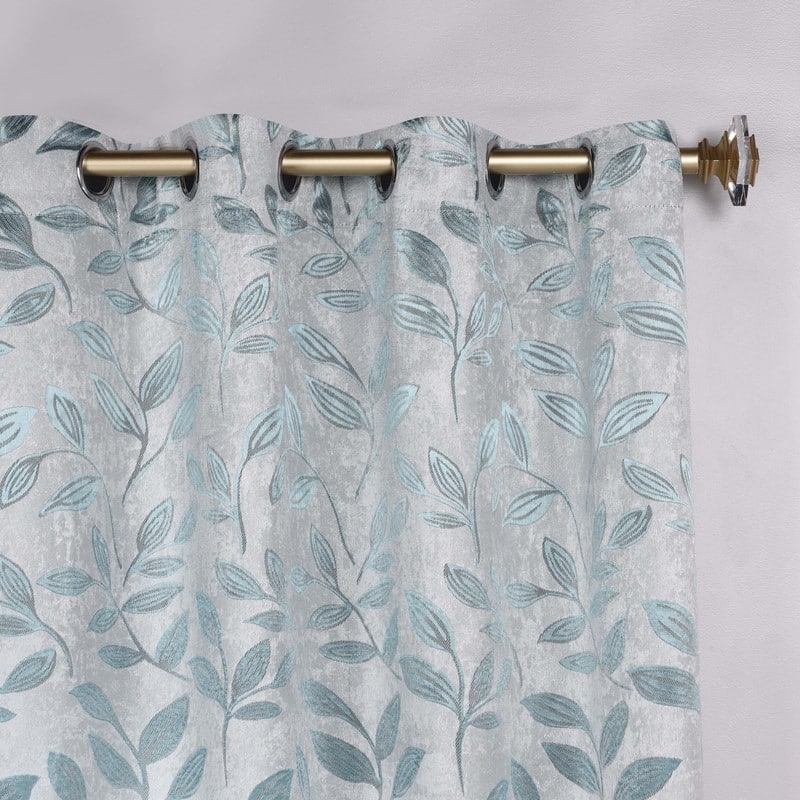 Superior Leaves Machine Washable Room Darkening Grommet With Ties Blackout Curtains, Set of 2