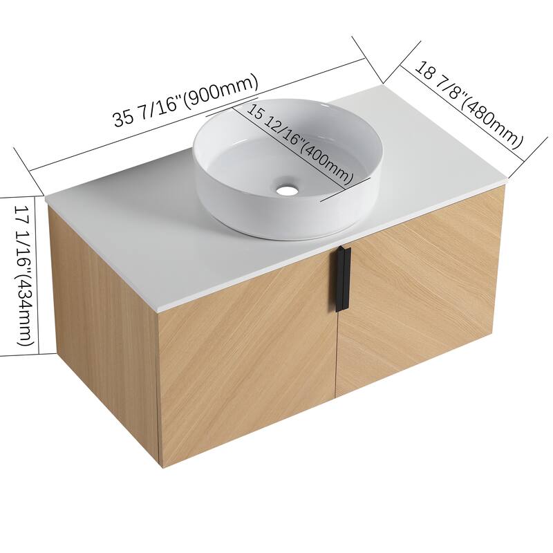 Bathroom Vanity With Sink In 30/36 Inch, Floating Bathroom Vanity With 2 Soft Close Doors