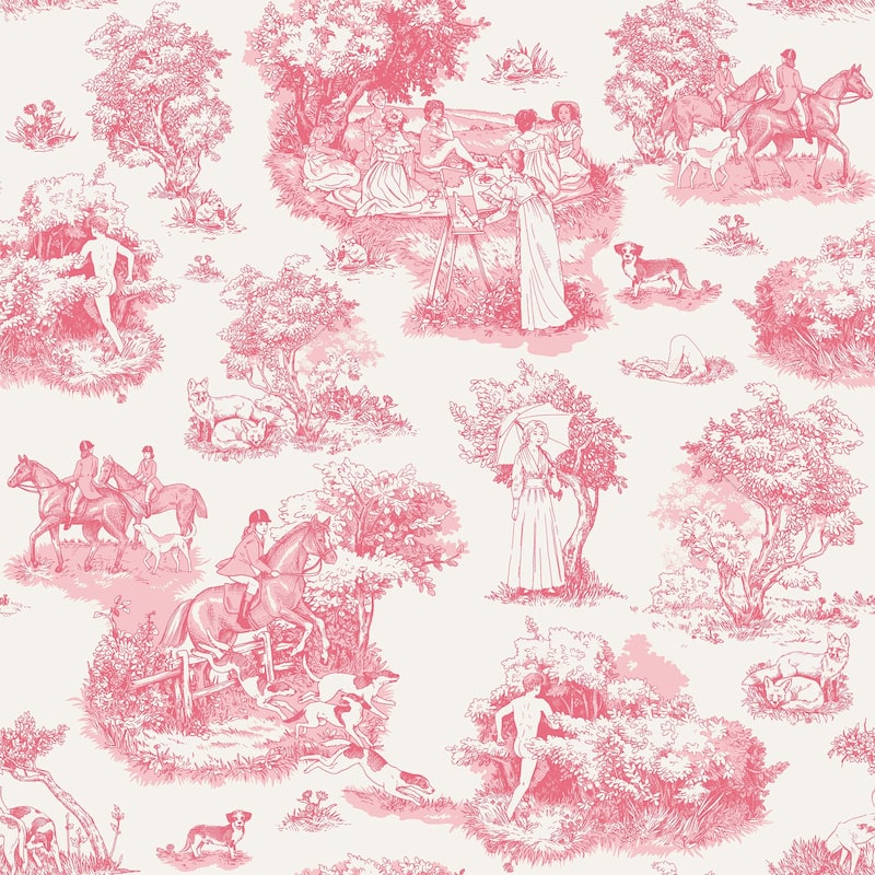 Rachel Antonoff Pink The Chase Peel Stick Wallpaper