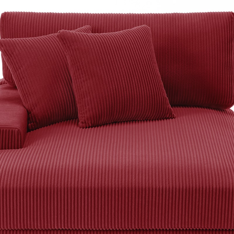Modern Corduroy Indoor Chaise Lounge Couch with Pillows