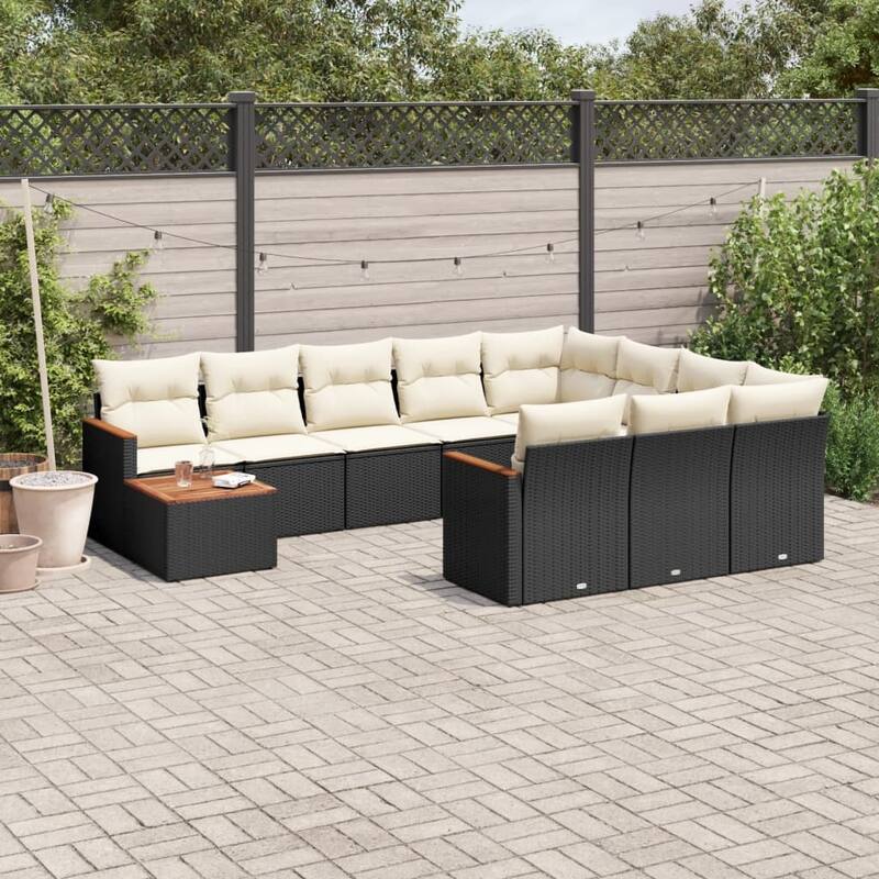 vidaXL Garden Sofa Set Black, Cream White - 21.7 x 21.7 x 14.6 in