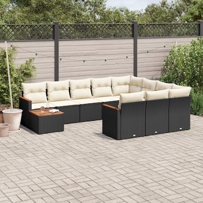 vidaXL Garden Sofa Set Black, Cream White - 21.7 x 21.7 x 14.6 in