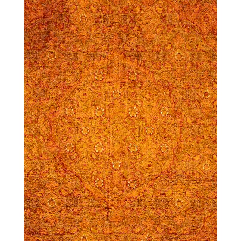 Overton Hand Knotted Wool Vintage Inspired Modern Contemporary Overdyed Orange Area Rug - 8' 1" x 10' 2"