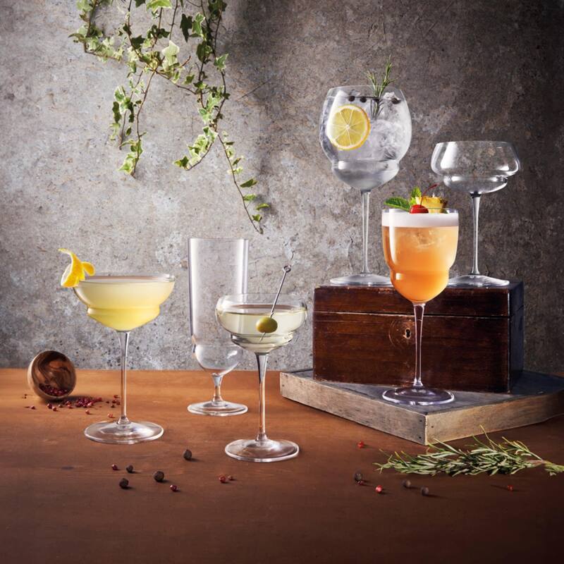 Luigi Bormioli Set of 4 Backdoor 20s Great Gatsby Cocktail Glasses - 10 oz