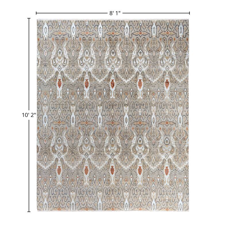 Ikat One-of-a-Kind Handmade Area Rug, Beige - 8' 1" x 10' 2"