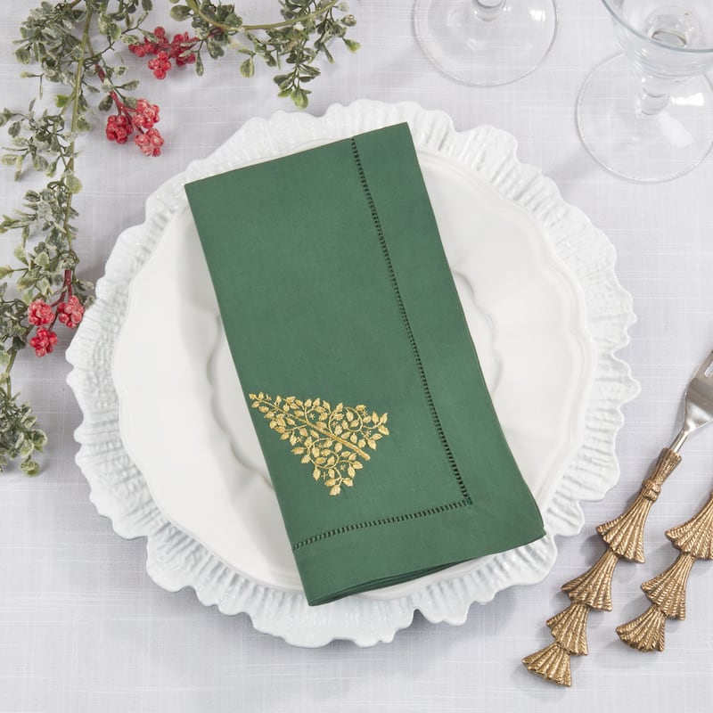 Embr'D Christmas Tree Hemstitch Napkin (Set of 6) - 20"x20"