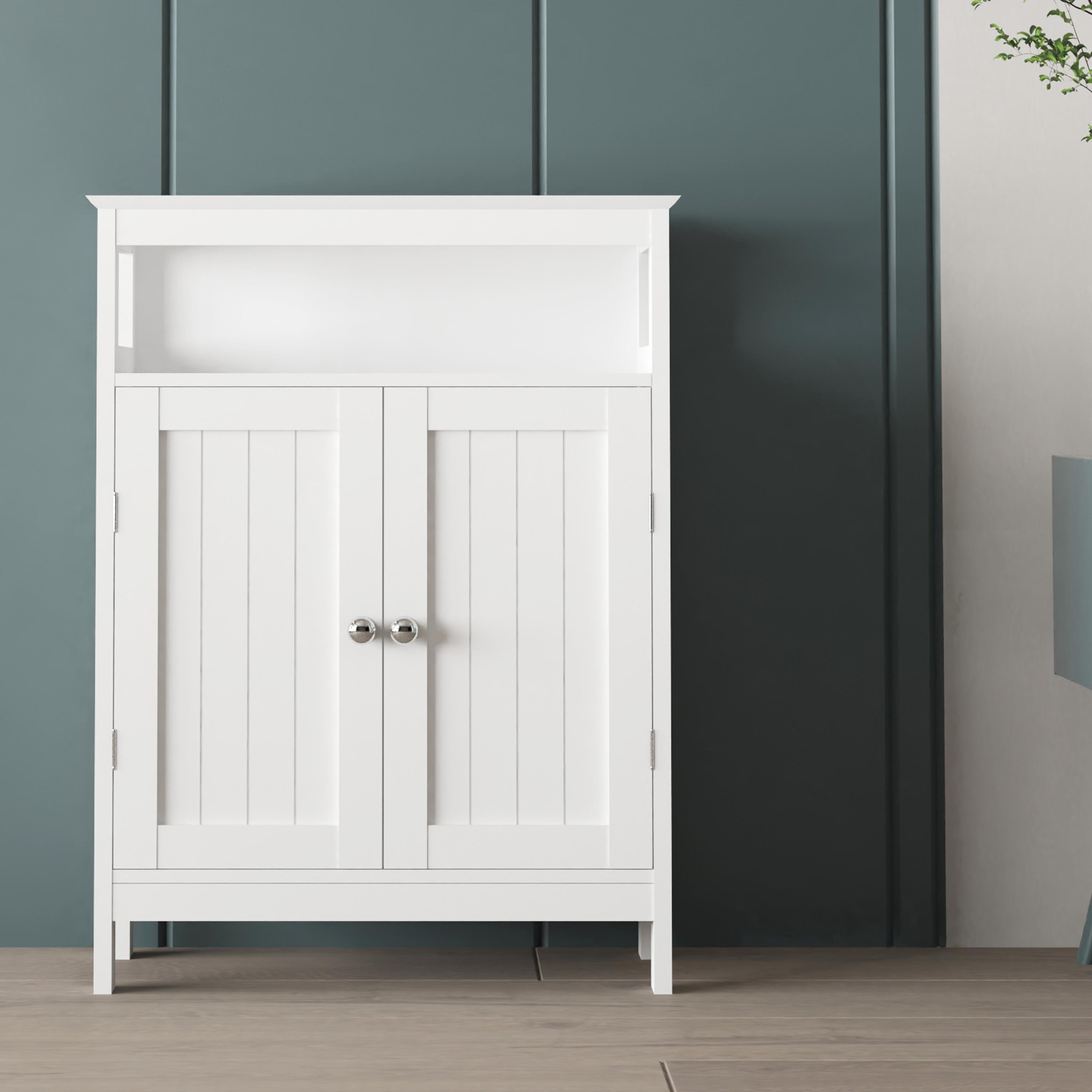Wood Freestanding Bathroom Storage Cabinet with Double Shutter