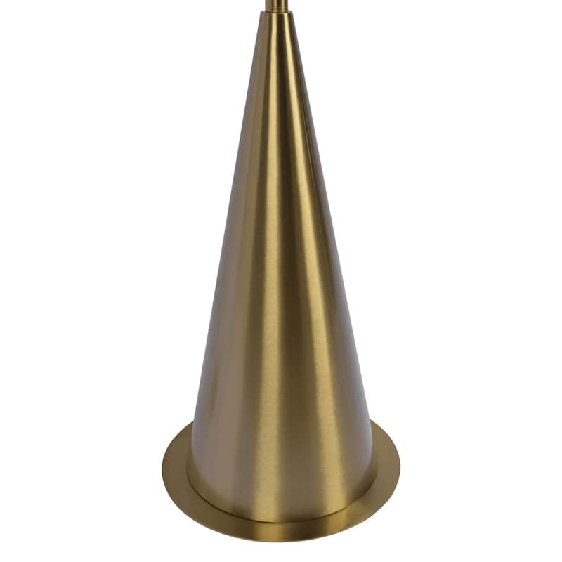 Black Floor Lamp with On/Off Switch Coned Base Hanging White Fabric Shade