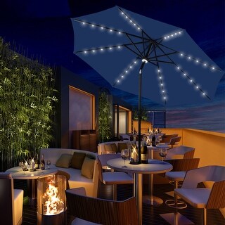 Ainfoxainfox 10ft Outdoor Patio Solar Powered Umbrella Navy Blue Dailymail