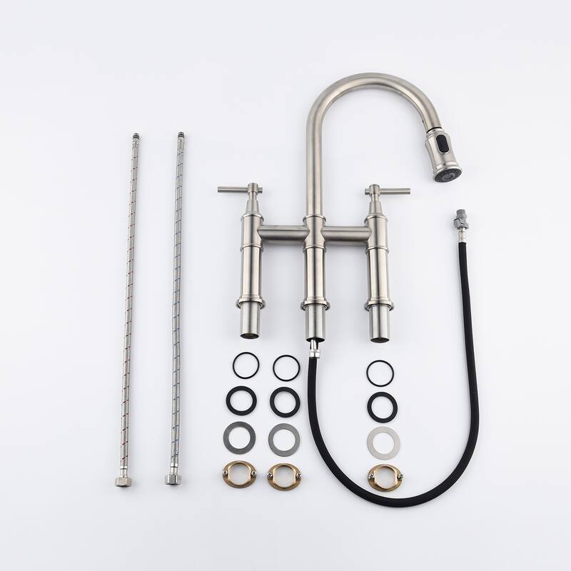 Bridge Kitchen Faucet with Pull-Down Sprayhead in Spot