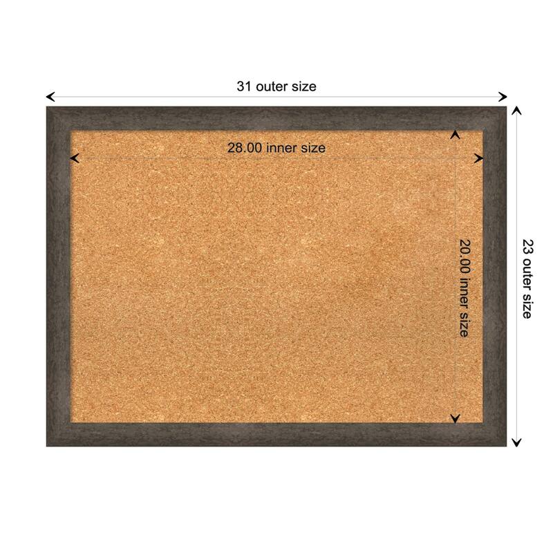 Dappled Narrow Wood Framed Natural Corkboard Bulletin Board - Dappled Light Bronze Narrow - Board Size 28x20