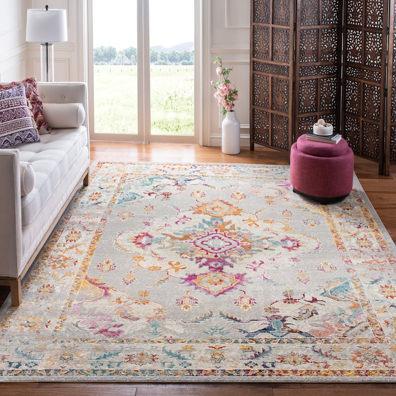 SAFAVIEH Crystal Pintea Vintage Boho Medallion Rug - 8' x 10' - Grey/Cream