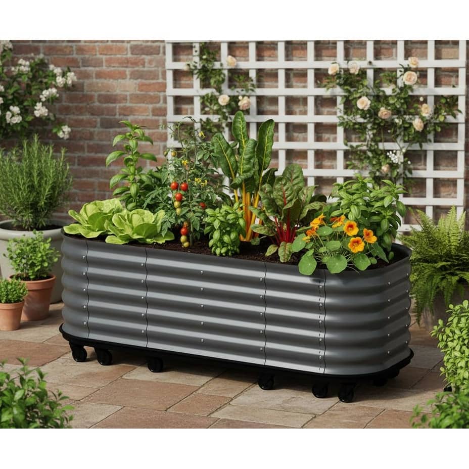 Self-Watering Raised Garden Bed, with Lockable Wheels & Water Reservoir