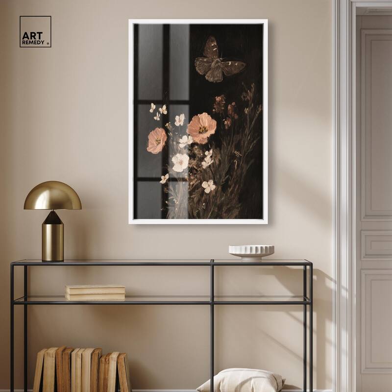 Poppy and Moth I Shadowbox by Art Remedy