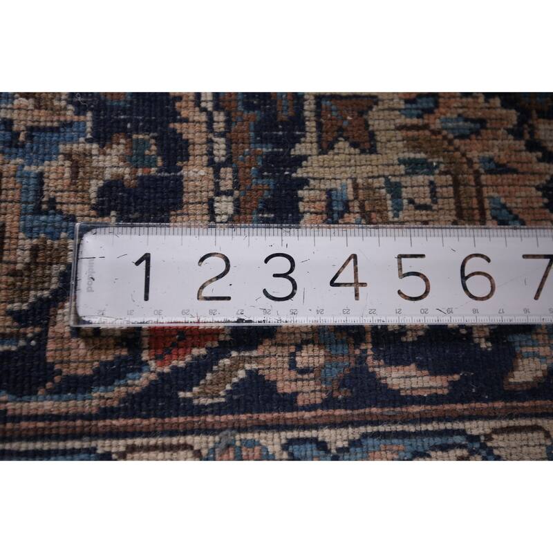Traditional Mashad Persian Vintage Area Rug Hand-Knotted Wool Carpet - 8'4"x 11'2"