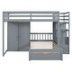 preview thumbnail 7 of 16, Full Over Twin Bunk Bed w/Wardrobe, Stairs Side Drawers, Footboard Drawer and Full-length Guardrail - Wooden Storage Bed Frame