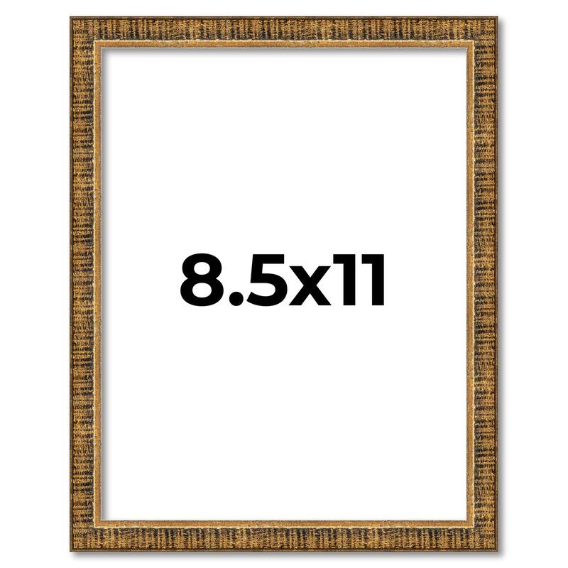 8.5x11 Frame Gold Solid Wood Picture Frame Includes UV Acrylic