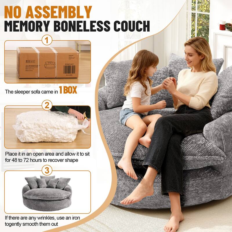 Rossetta Oversized Round Polyester Foam Chair with Pillows