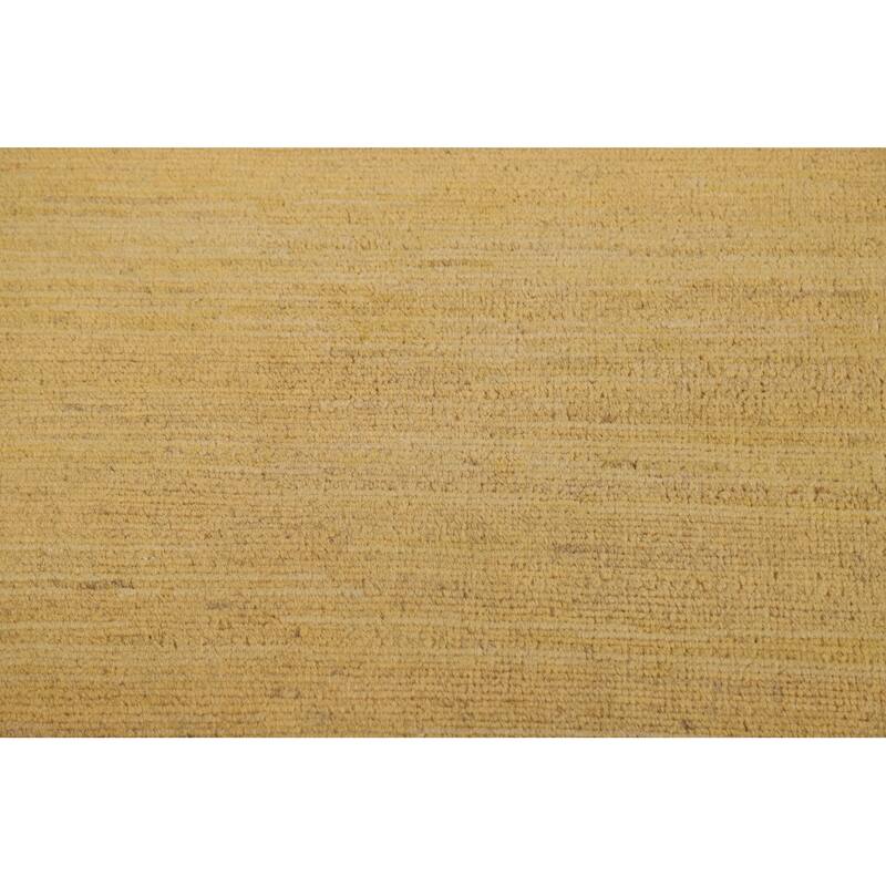 Yellow Modern Gabbeh Runner Rug Hand-Knotted Wool Carpet - 2'7"x 9'6"